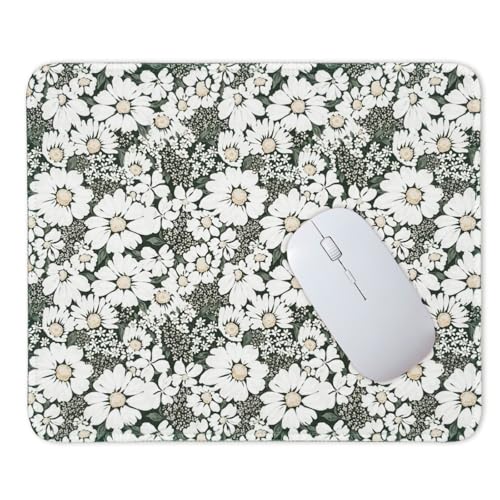Mouse Pad for Desk with Stitched Edge, Premium Cute Washable Mouse Pads. Computer Mousepad with Non-Slip Rubber Base, Mousepads for Laptop, 9.25x7.75x0.12 inch (Daisy Fields) - color: Daisy Fields