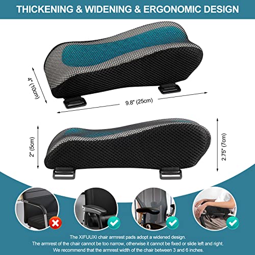 Office Chair Armrest Pads, Cooling Gel Computer Chair Arm Pads, Memory Foam Ergonomic Armrest Cushion for Gaming (2 Pack)