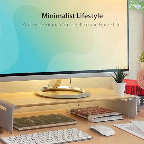 j5create Premium Monitor Stand, Made with Elegant Wood and Sleek Aluminum