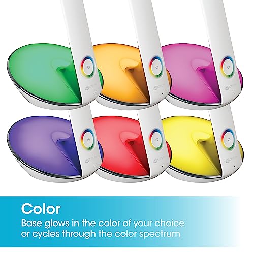 OttLite LED Desk Lamp with Color Changing Base and USB Port, White