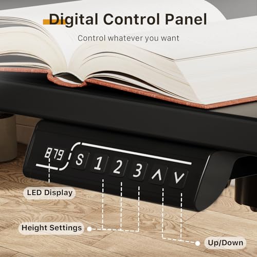 JOY worker 35" Small Electric Sit Stand Desk, Whole Piece Height Adjustable - color: Black, size: 35" * 20"