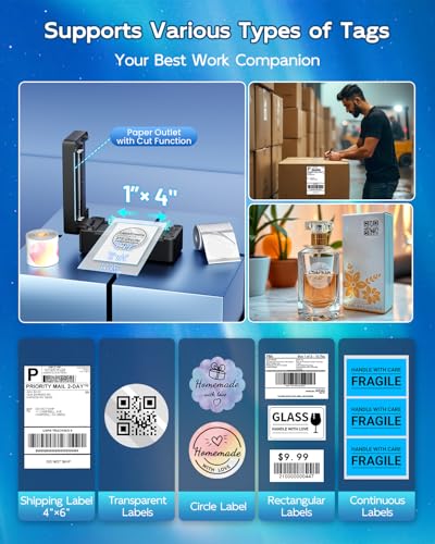 Thermal Shipping Label Printer 4x6 Bluetooth Label Maker for Small Business | 2410BT Wireless Label Printers Compatible with iOS Android & PC, Widely Used for USPS, Tiktok - color: Black, style: Label Printer