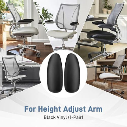 Arm Pads Caps Replacement for Humanscale Liberty Office Chair - for Height Adjustable Arm Rest Covers, Ergonomic Black PU Leather (1-Pair)