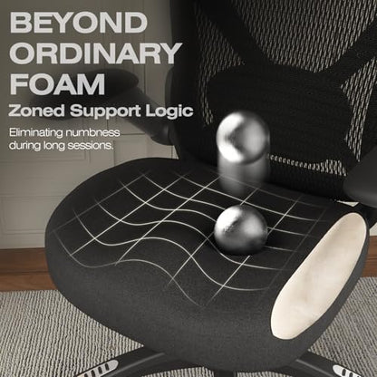 ELABEST X100 Ergonomic Mesh Office Chair with Footrest, Big and Tall Home Desk Chair with 5D Flip-Up Arms, Adjustable 3D Lumbar Support, Gaming & Executive Computer Chair (Midnight Cloud-No Footrest) - color: Midnight Cloud-no Footrest
