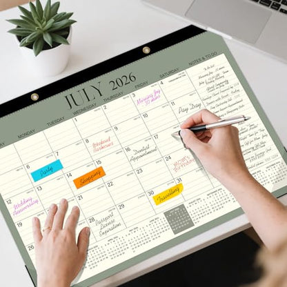 Tcamp Desk Calendar 2026-2027, Large Desktop/Wall Monthly Calendar - color: Green, size: 17"x12"(Jul 2026-Dec 2027)