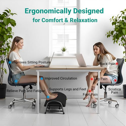 YEASHEIN Adjustable Foot Rest for Under Desk at Work, 6 Positions - Black - color: Black