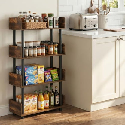 Furinno Turn-N-Tube 4-Tier Display Shelf, Open Frame, Amber Pine - color: Amber Pine/Black, size: 4-Tier Display Rack