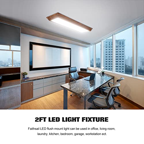 2FT LED Light Fixture with 3000K/4000K/5000K CCT Selectable Dimmable 2 Foot LED Linear with Wooden Look 30W 3300LM Flush Mount Ceiling Wraparound for Kitchen, Bedroom, Laundry - size: 2FT | 1 Pack