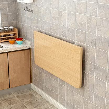 Fold Down Wall Mounted Dining Table Solid Wood Wall Mounted Folding Table For Kitchen With Brackets For Space Saving Desk Office Home Office Desk - Capacity 110lb ( Size : L100xW50cm/L39xW19.7in ) - size: L100xW50cm/L39xW19.7in