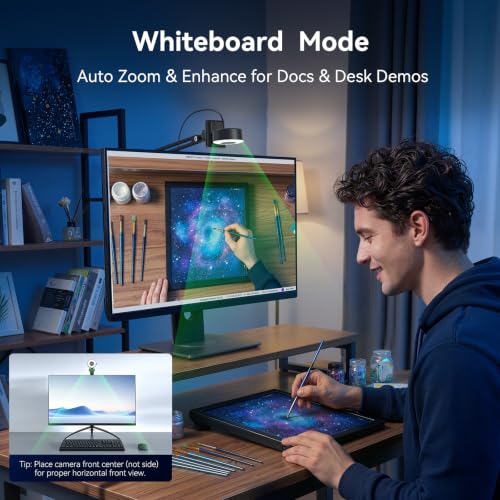 EMEET S600L 4K Webcam with Adjustable Desktop Overhead Stand, 4 Lighting Modes, Rainbow Effect, 1/2" Sensor, 0.2S PDAF, 2 Mics, Dial Control, 4K Webcam with Tripod for OBS/Twitch/YouTube/Zoom/PC/Mac - style: S600L 1/2" Sensor with Tripod