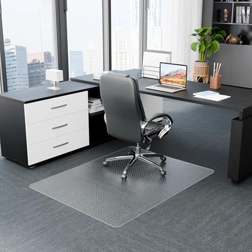 Desk Chair Mat for Low Pile Carpets, 55" x 35" Office Clear Protector Floor Mat for Carpets, Easy Glide Plastic Mat for Office Home (Rectangle)
