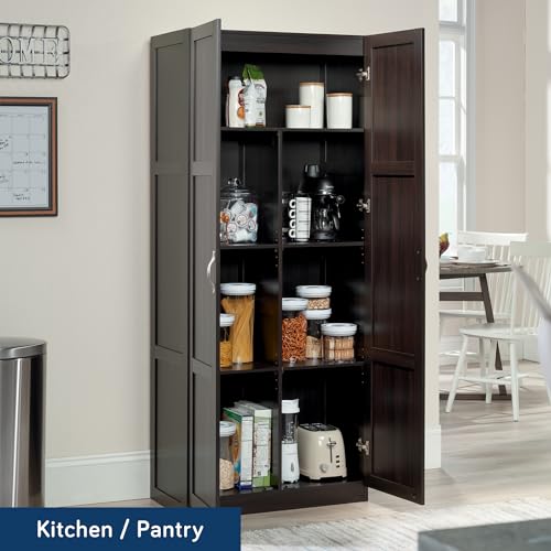 Sauder Storage Cabinet/ Pantry cabinets, 29.61 " x D: 16.02 " x H: 71.50", Cinnamon Cherry finish - color: Cinnamon Cherry