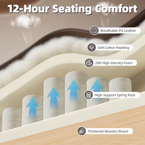 6 Points Massage Heated Home Office Chair with Foot Rest, Brwon - color: Brown