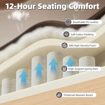 6 Points Massage Heated Home Office Chair with Foot Rest, Brwon - color: Brown