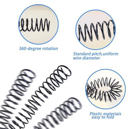 Rayson 25.4mm Plastic Spiral Coil Binding 3:1 Pitch, 1 inch, 210 Sheets Capacity Black Coil Binding Spines - Versatile for Office and Educational Tasks, Pack of 50 - size: 1" (210 Sheets Capacity)