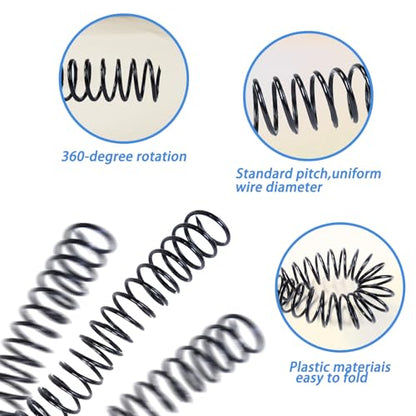 Rayson 19mm Plastic Spiral Coil Binding 3:1 Pitch, 3/4 inch, 160 Sheets Capacity Black Coil Binding Spines - Versatile for Office and Educational Tasks, Pack of 50 - size: 3/4" (160 Sheets Capacity)