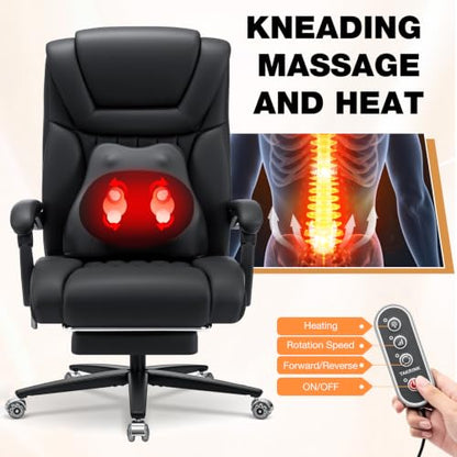 HOFFREE 500lbs Kneading Massage Office Chair with Heat for Heavy People