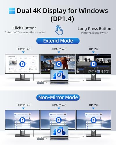 4 Monitors Docking Station 4K HDMI 9-in-1 LIONWEI USB C Hub for Laptop Mac - color: 9-in-1 (4 Monitor)