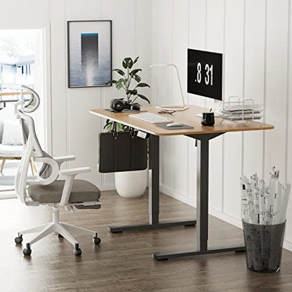 YESHOMY Height Adjustable Electric Standing Desk, 40 inch Computer Table, Home Office Workstation, Black Leg/Natural Top - color: Black Leg/Natural Top, size: 40in