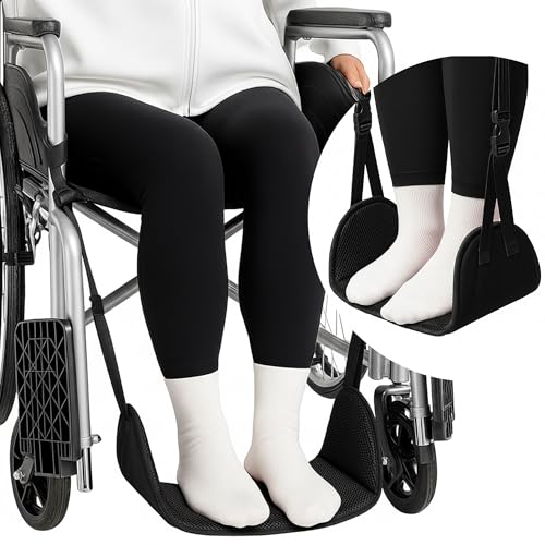 SPRING SEAON Wheelchair Foot Rest Hammock Sling with Adjustable Leg Support - color: Black
