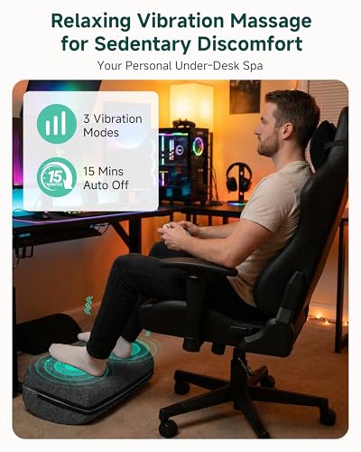 Snailax Ergonomic Foot Rest Under Desk with Heat, Vibration & Swing - color: Dark Grey
