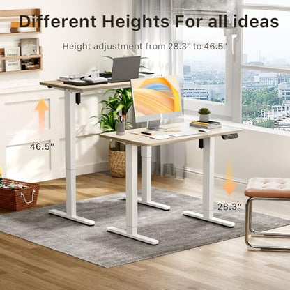 JOY worker Small Electric Standing Desk, 35" Whole Piece Height Adjustable - color: Light Walnut, size: 35" * 20"