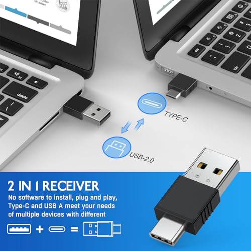 2 in 1 Type C USB Presentation Clicker，Wireless Presenter Remote PowerPoint Clicker for Computer Presentations with Volume Control,Slide Advancer for Mac Laptop - style: Dual Connectors
