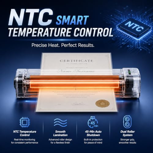 13 Inch Laminator Machine with 30 Laminating Sheets, A3 11-in-1 Hot & Cold Thermal Laminator for Teachers, 60S Fast Warm-Up, 450mm/min, Never-Jam Design Laminate for Home, Office, School -White