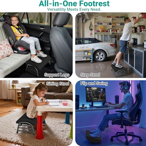 YEASHEIN Adjustable Foot Rest for Under Desk at Work, 6 Positions - Black - color: Black