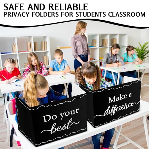 Honoson 24 Pcs Inspirational Privacy Folders for Students | Cardboard Desk Shields with Motivational Words, 6 Designs for Classroom Study, Tri-fold Exam Dividers, Bulk Test Boards - style: Minimalism