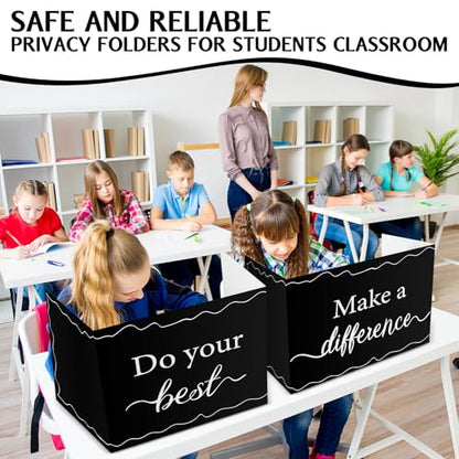 Honoson 24 Pcs Inspirational Privacy Folders for Students | Cardboard Desk Shields with Motivational Words, 6 Designs for Classroom Study, Tri-fold Exam Dividers, Bulk Test Boards - style: Minimalism