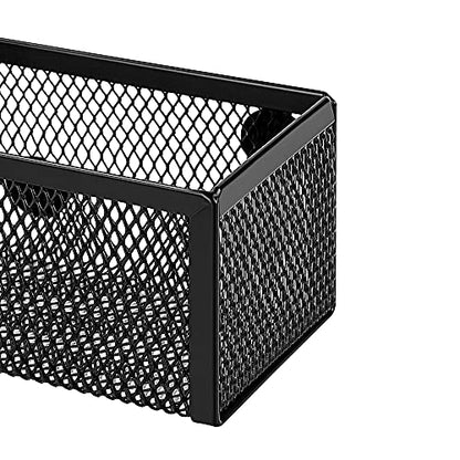 Amazon Basics Magnetic Storage Baskets, Mesh Organizers for Office Supplies and Workspace, 6" x 2.5" x 2.2", Black, 3-Pack - style: Magnetic Storage Bin