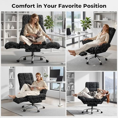 Big and Tall Office Chair, Flip Armrests for Pets & Cross Legged Sitting | Executive Ergonomic Computer Gaming Chair with Foot Rest, Wide Seat Reclining Desk Chair, Galaxy Black - color: Galaxy Black