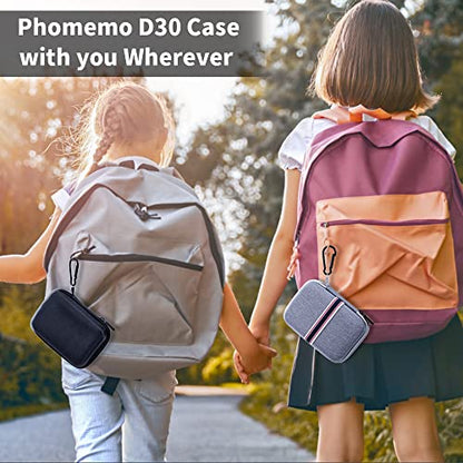 Phomemo D30 Label Maker Machine with case and 1 roll Label Tape, Portable Bluetooth Label Printer, Small Smart Phone Handheld Sticker Mini Labeler Multiple Templates Font Icon Easy to Use