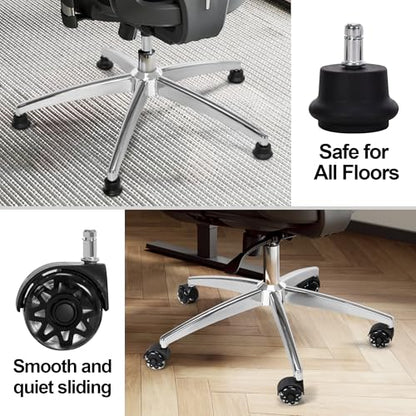 Office Gaming Chair Metal Base Replacement Part with 5 Wheels 5 Bell Glides - color: Silver