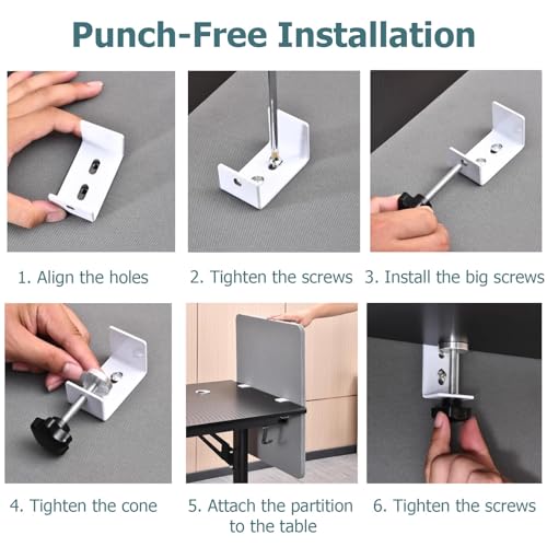 Under Desk Privacy Panel - Long Clamp-On Privacy Screen for Standing Desks, Customizable Sizes, Enhanced Privacy Solution (Dark Grey, 37 Inch Length) - color: Dark Grey, size: Length 37 inch