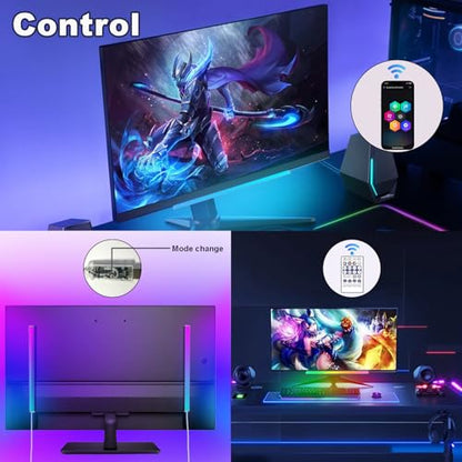 12" Under Monitor RGB Light Bar-Dense LEDs,16 Million Hues,USB-Powered, 3-Control (Button/Remote/App),LED Ambient Light for Gaming Room, Display Case & Desk Aesthetic Lighting（Silver）