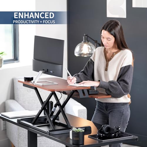VIVO Dark Walnut 26 in Standing Desk Converter, DESK-V026KA - color: Dark Walnut, size: 26"