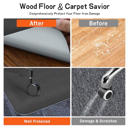 Office Chair Mat for Hard Floors, Slip Resistant Heavy Duty Under Desk Chair Mat for Hardwood Floor, 51"x63"Inch, Black - size: 51"x63"
