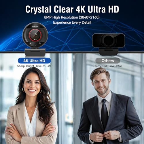 4K Webcam with Mics 1080P 60fps Streaming Web Cam for PC Laptop - color: Black