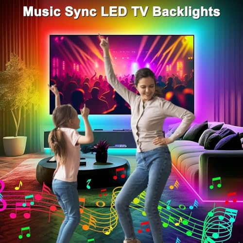 PSTAR LED Lights for TV,6.56ft Music Sync RGB Backlight with Remote & App Control, USB Powered for 32-40 Inch TVs, Gaming Monitors, PC, Bedroom - size: 6.56FT