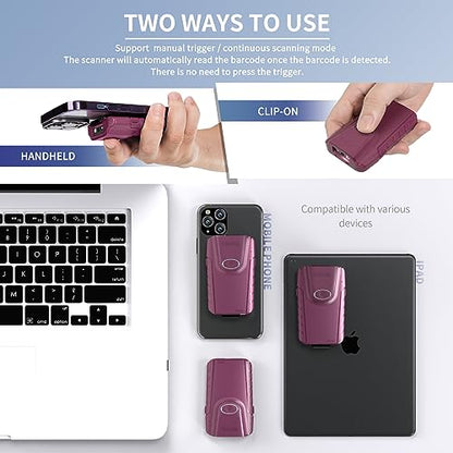 NETUM Bluetooth 2D Barcode Scanner, 3-in-1 Portable QR Bar Code Reader | Automatic Wireless Gun Scan Back Clip Work with Tablet iOS Android Windows MacOS for Warehouse Inventory POS (2D - E900) - size: 2D - E900