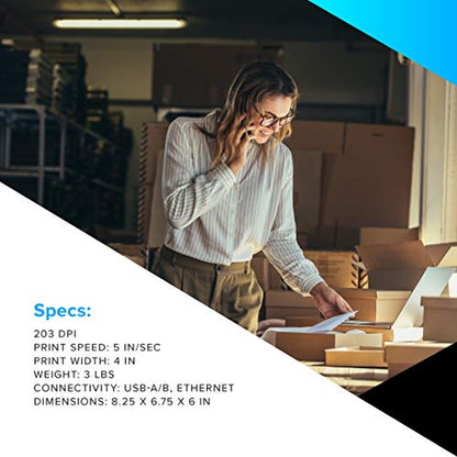 ZEBRA GK420d Direct Thermal Desktop Monochrome Printer Print Width of 4 in USB Serial and Parallel Port Connectivity GK42-202510-000