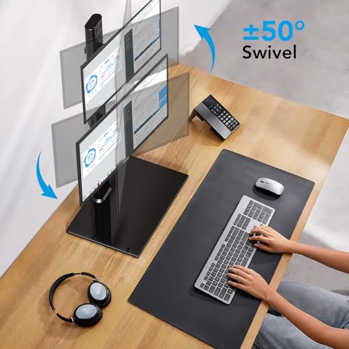 AX WABER Dual Monitor Stand Vertical Stack Screen Free-Standing Desk Mount Arm Riser Fits Two 13 to 34 Inch Computer Monitors with Swivel,Tilt, Height Adjustable,VESA Stand 100x100mm, 75x75mm AX05TB02 - size: Dual monitor stand