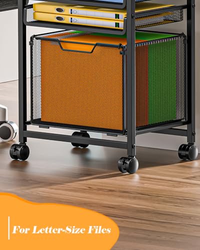 Feyejade Compact 5-Tier Rolling File Cart, Under Desk Metal Filing Cabinet - size: 11.4"D x 15.7"W x 26.9"H