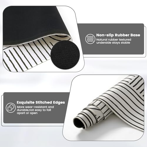 iCasso White Desk Matt for Desktop, Cute Desk Pad Mat, White - color: Line-White