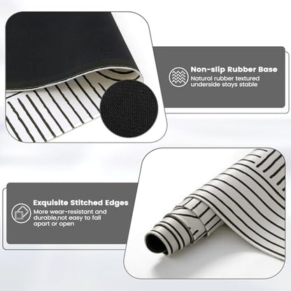 iCasso White Desk Matt for Desktop, Cute Desk Pad Mat, White - color: Line-White