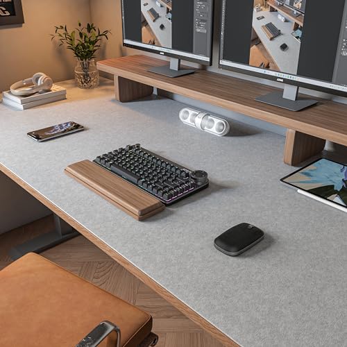 DAWNTREES Large Felt Desk Mat, 47.2"x 23.6", Desk Pad for Office and Home | Non-Slip 120x60cm Full Table Mouse Pad, Keyboard Mat for Desk, Desktop Protection (Light Gray) - color: Light Gray, size: 47.2" x 23.6"