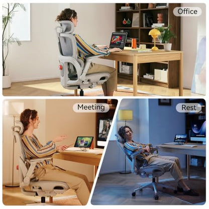 SIHOO B300 Pro Ergonomic Office Chair Without Footrest, 4D Lumbar Support - color: White