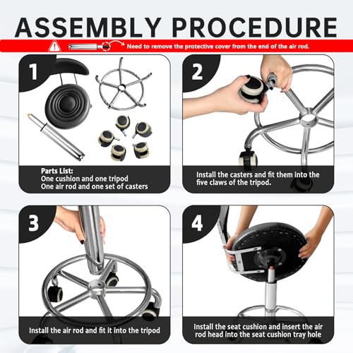 Rolling Stool with Backrest, Adjustable 360° Swivel Task Stool - color: Black